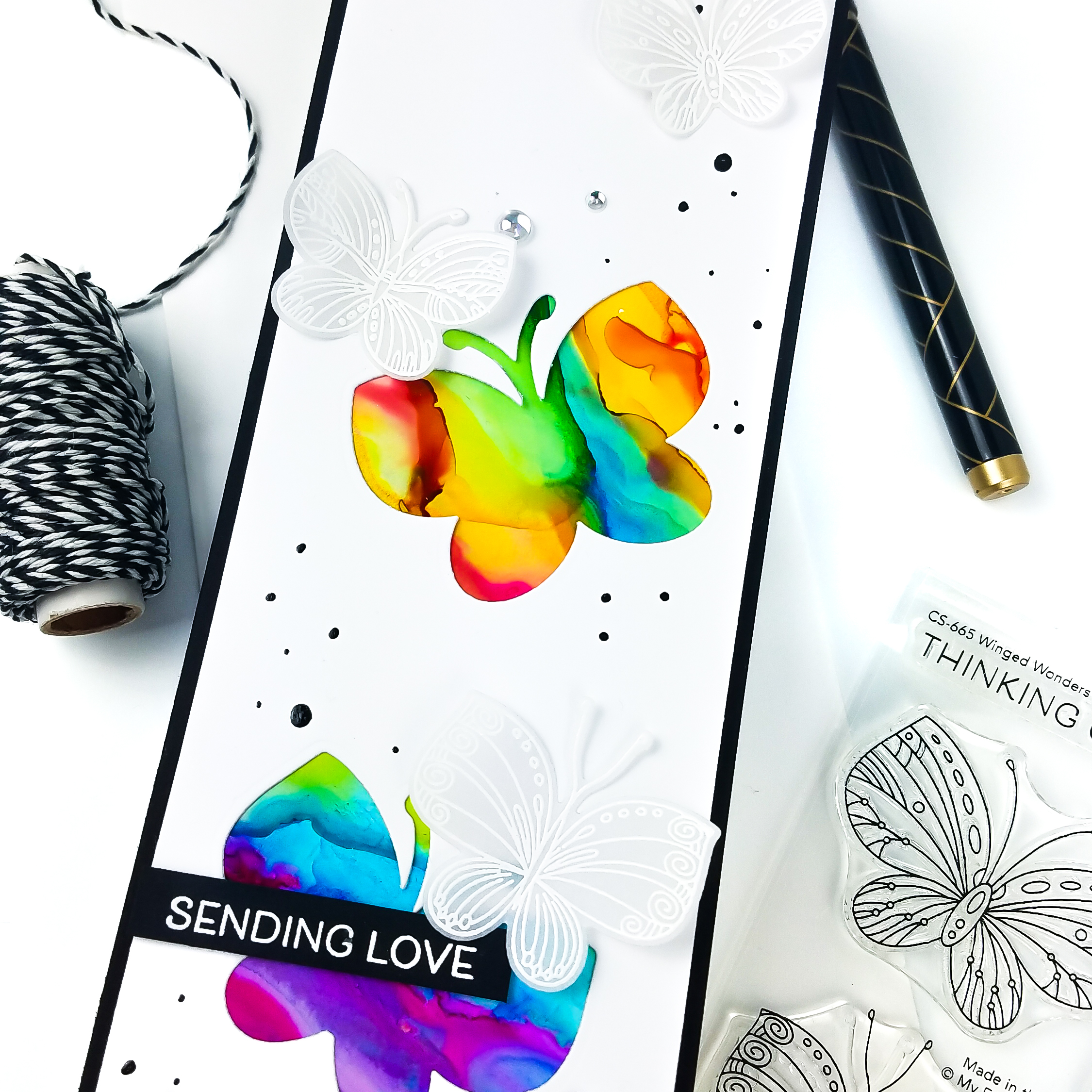 Slimline Challenge: Sending Love – MFT Stamps – ink.therapy.designs