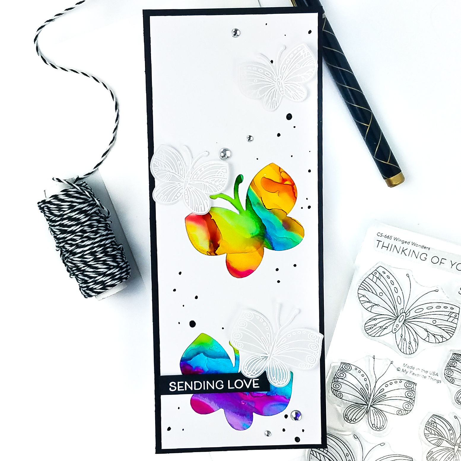 Slimline Challenge: Sending Love – MFT Stamps – ink.therapy.designs